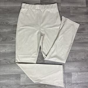 Anthropologie Avec Les Filles Slit Hem Slim Leg Faux Leather Pant Ivory sz M